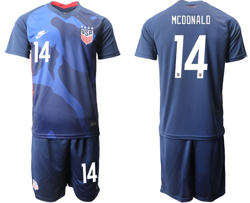Men 2020-2021 Season National team United States away blue #14 Soccer Jersey